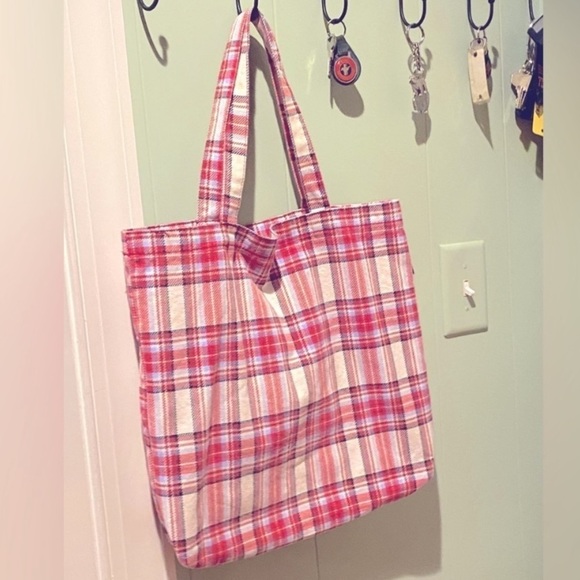 J. Crew Red Plaid Bag Fair Isle Blanket Towel Bunting Set ALL NEW Set of 3 - Picture 14 of 14